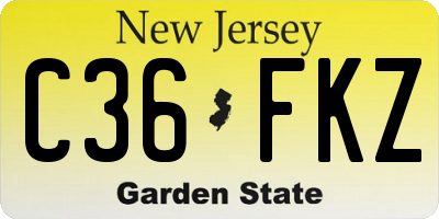 NJ license plate C36FKZ