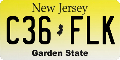 NJ license plate C36FLK