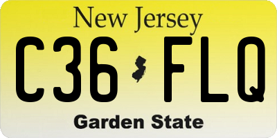 NJ license plate C36FLQ