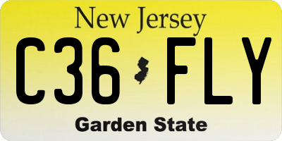 NJ license plate C36FLY