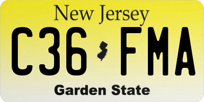 NJ license plate C36FMA