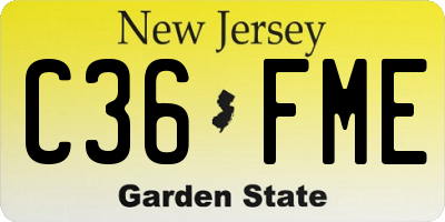 NJ license plate C36FME