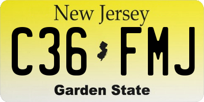 NJ license plate C36FMJ