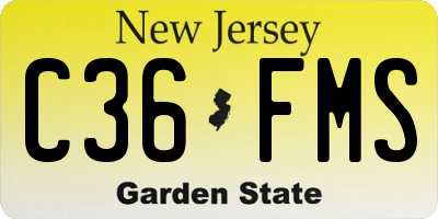 NJ license plate C36FMS