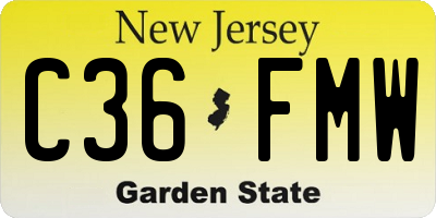 NJ license plate C36FMW
