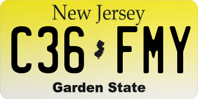 NJ license plate C36FMY