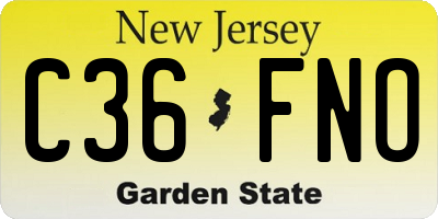 NJ license plate C36FNO