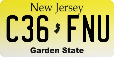 NJ license plate C36FNU