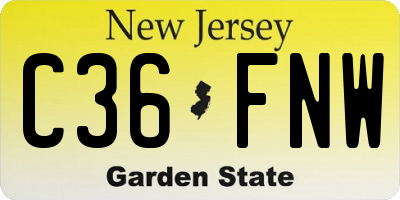 NJ license plate C36FNW