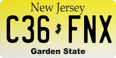 NJ license plate C36FNX