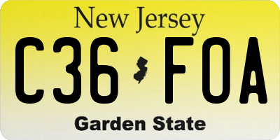 NJ license plate C36FOA