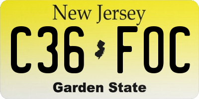 NJ license plate C36FOC