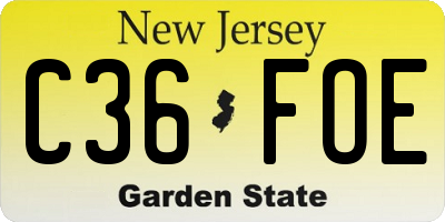 NJ license plate C36FOE