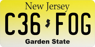 NJ license plate C36FOG
