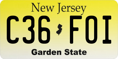 NJ license plate C36FOI