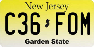 NJ license plate C36FOM
