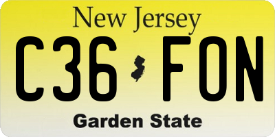 NJ license plate C36FON
