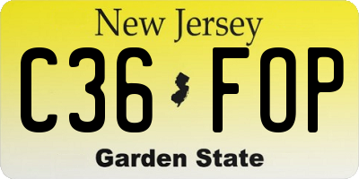 NJ license plate C36FOP