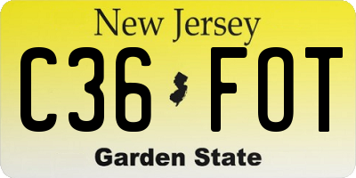 NJ license plate C36FOT