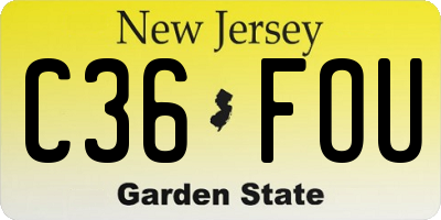 NJ license plate C36FOU