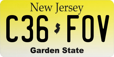 NJ license plate C36FOV