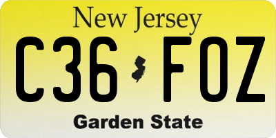 NJ license plate C36FOZ