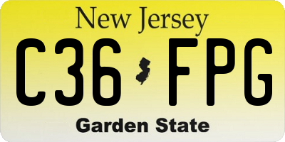 NJ license plate C36FPG