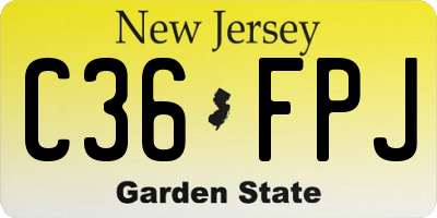 NJ license plate C36FPJ