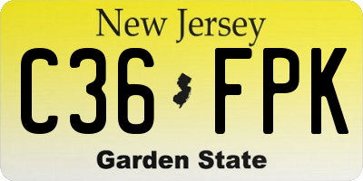 NJ license plate C36FPK