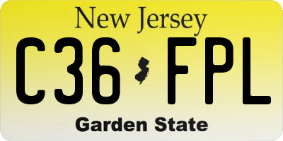 NJ license plate C36FPL