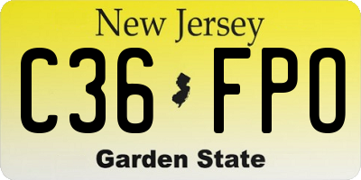 NJ license plate C36FPO