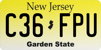 NJ license plate C36FPU