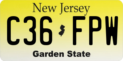 NJ license plate C36FPW