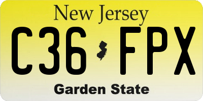 NJ license plate C36FPX