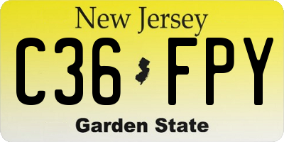NJ license plate C36FPY