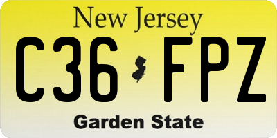 NJ license plate C36FPZ
