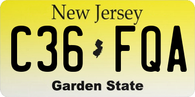 NJ license plate C36FQA