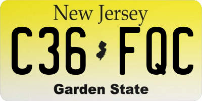 NJ license plate C36FQC