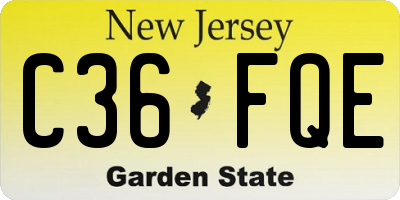 NJ license plate C36FQE