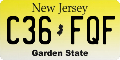 NJ license plate C36FQF