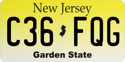 NJ license plate C36FQG