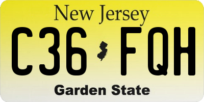 NJ license plate C36FQH