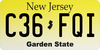 NJ license plate C36FQI