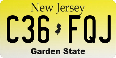 NJ license plate C36FQJ