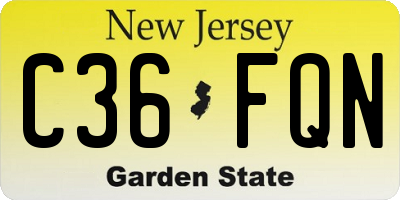 NJ license plate C36FQN