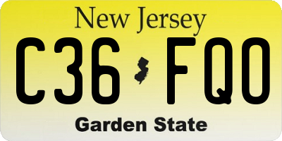 NJ license plate C36FQO