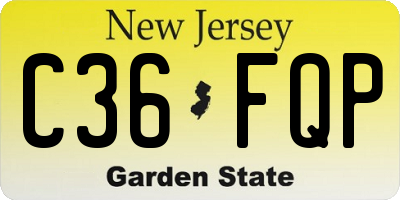 NJ license plate C36FQP
