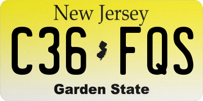 NJ license plate C36FQS