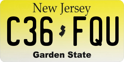 NJ license plate C36FQU