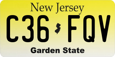 NJ license plate C36FQV